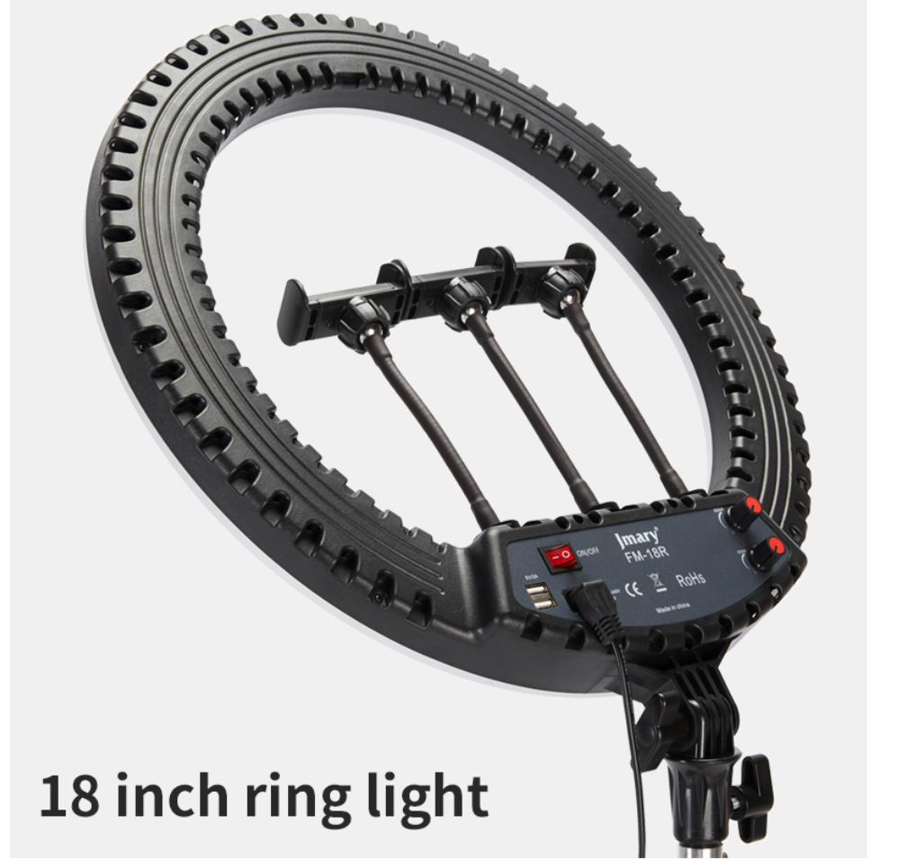 LED ring light with stepless dimming and warm cool modes
