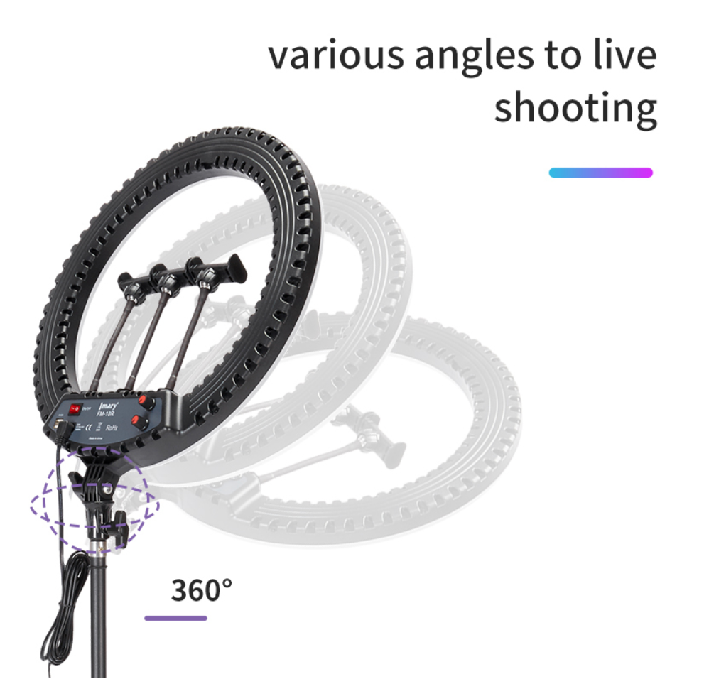 Adjustable LED ring light JMARY FM-18R with remote control

