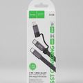 HOCO X125 Exceso 2-in-1 flat charging cable USB-C to USB-C 60W and Lightning 30W Black
