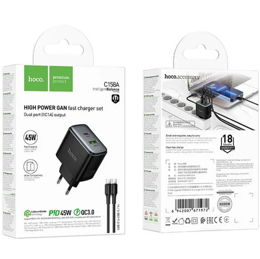 HOCO C158A Upgrade PD45W Fast Charger - Overview