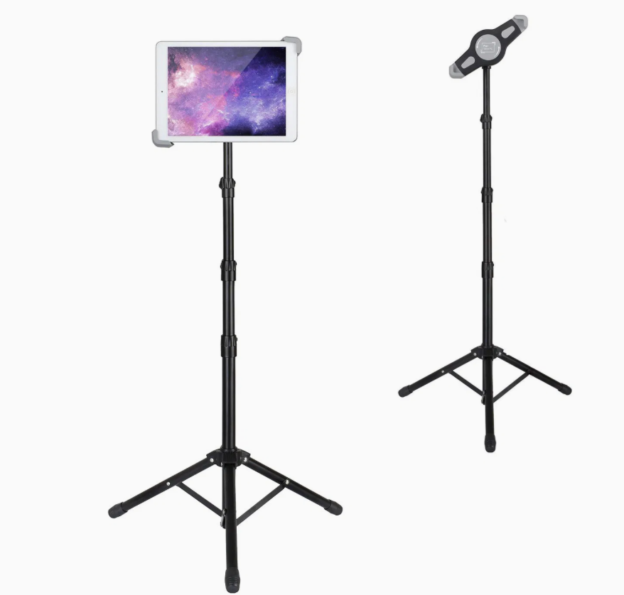 Aluminium Tablet Tripod Stand Black – Adjustable Height, 360° Rotation