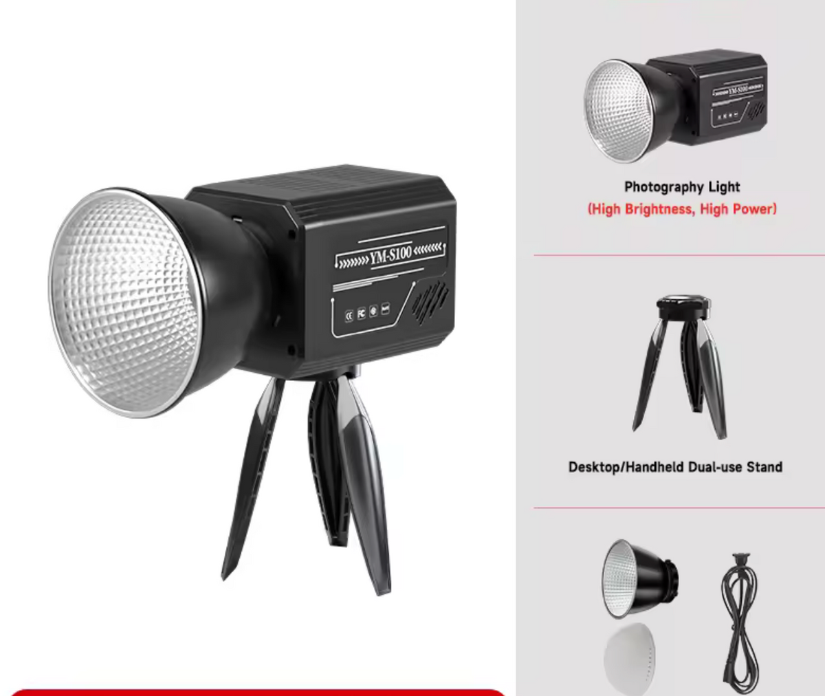 YM-S100 COB Fill Light – Digital Display and Control Knob