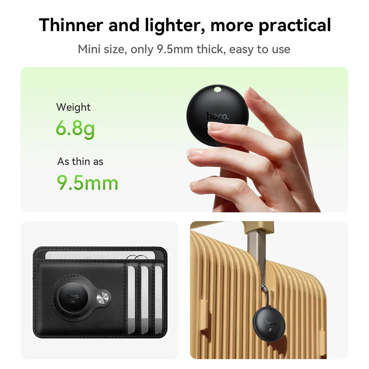 HOCO E93A smart tracker attached to luggage