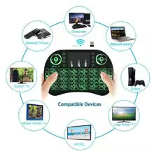 Mini keyboard touchpad in use with Smart TV setup