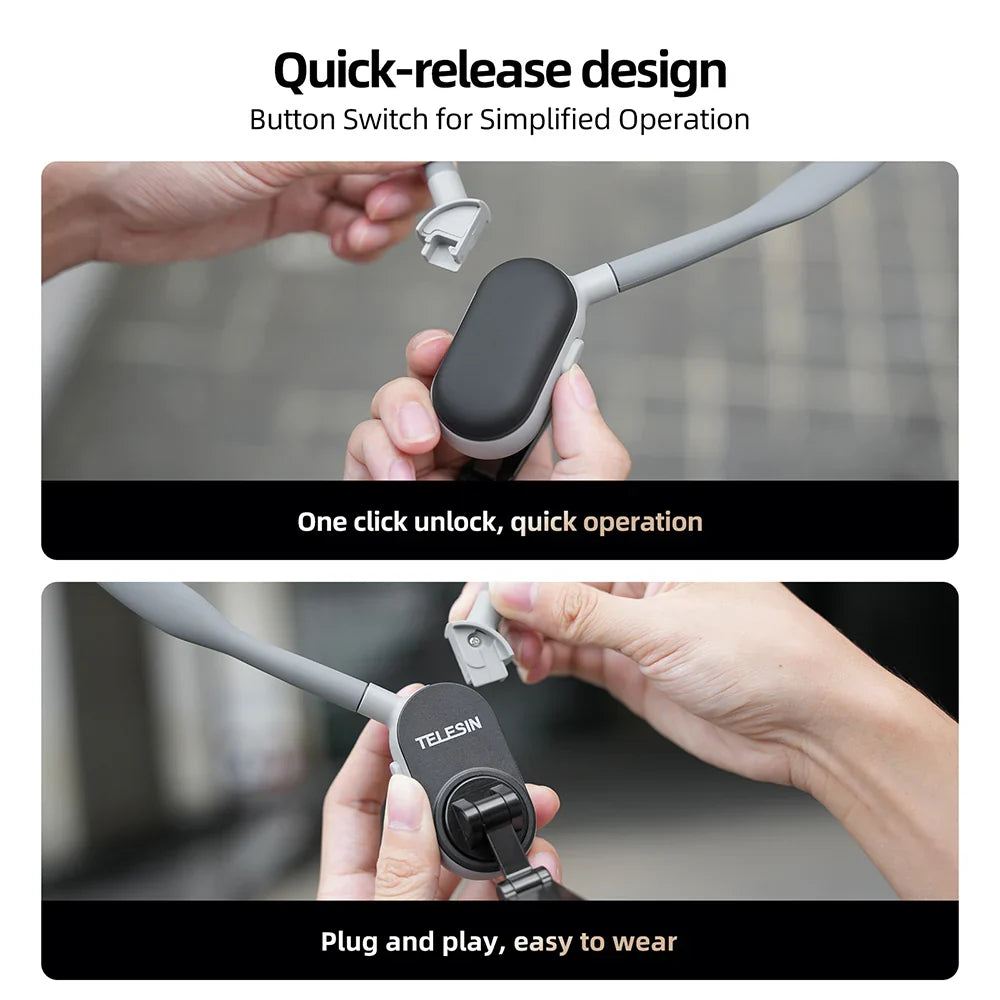 TELESIN Magnetic Neck Holder – Content Creation Setup