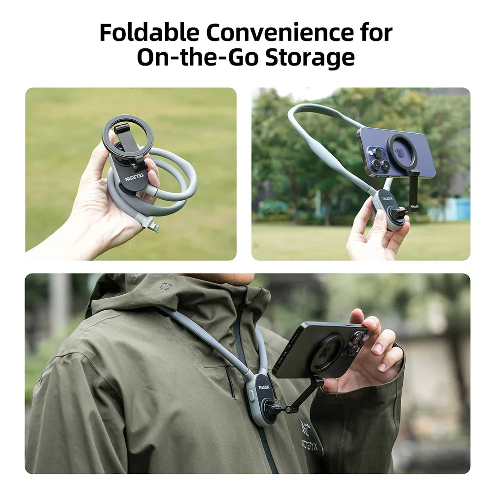 TELESIN Magnetic Neck Holder – 360 Degree Rotation Demo