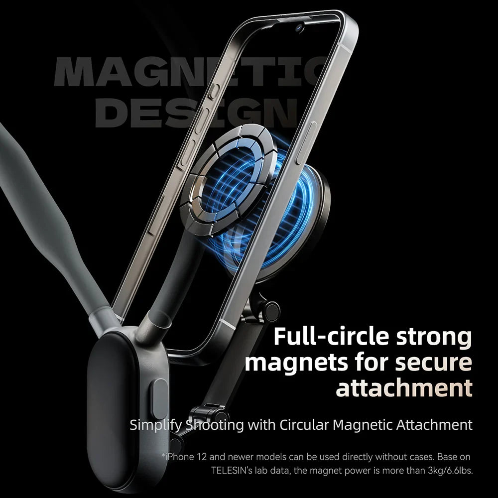 TELESIN Magnetic Neck Holder – On Wrist Neck Worn View