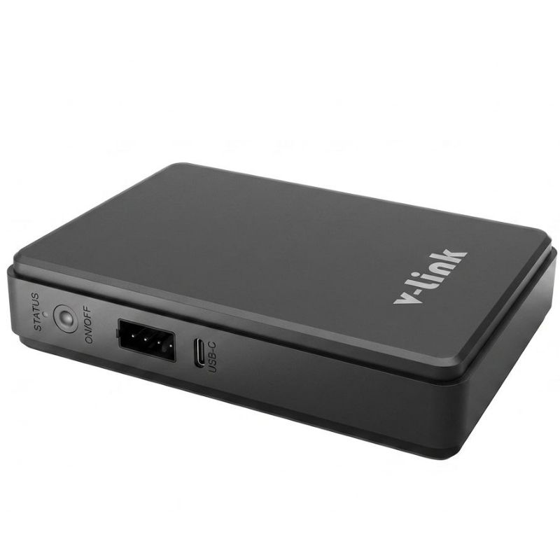 V-Link 13500mAh UPS back panel showing 5V 9V 12V DC output ports and USB 5V charging port
