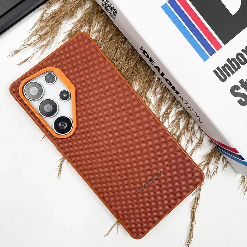 Vegan leather S25 Ultra case raised camera edges
