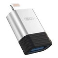 XO NB186 Lightning to USB-A adapter front view silver