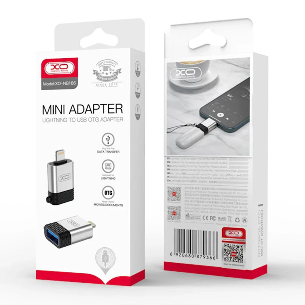 XO NB186 Lightning to USB-A adapter packaging box