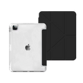 Smart tri-fold iPad case transparent back open stand mode