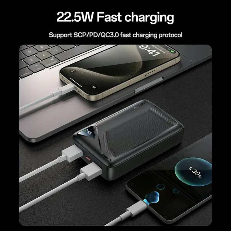 YESIDO YP82 power bank with dual USB-A and USB-C ports.

