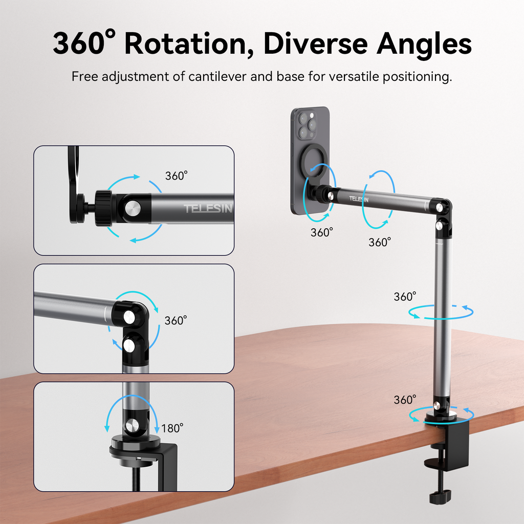 TELESIN Magnetic Desktop Stand folded