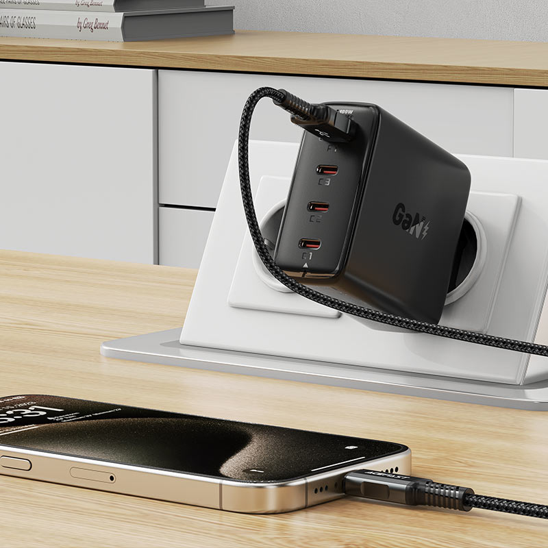 ACEFAST PD100W charger with USB-A and USB-C charging ports
