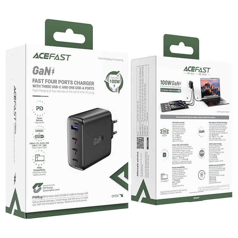 ACEFAST 100W GaN wall charger with Power Delivery support