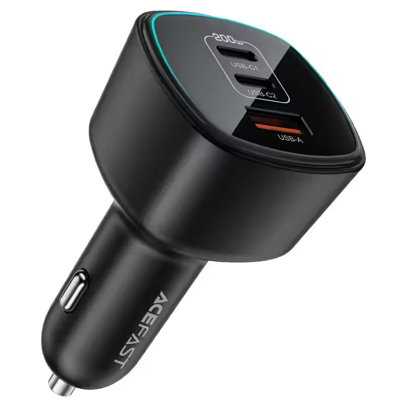 ACEFAST Fast Charge Car Charger B18 200W (2×USB-C + 1×USB-A)