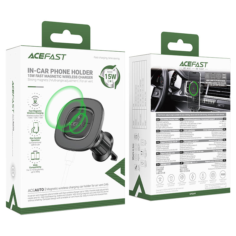 Acefast D46 Fast Wireless Charger Magnetic Car Holder