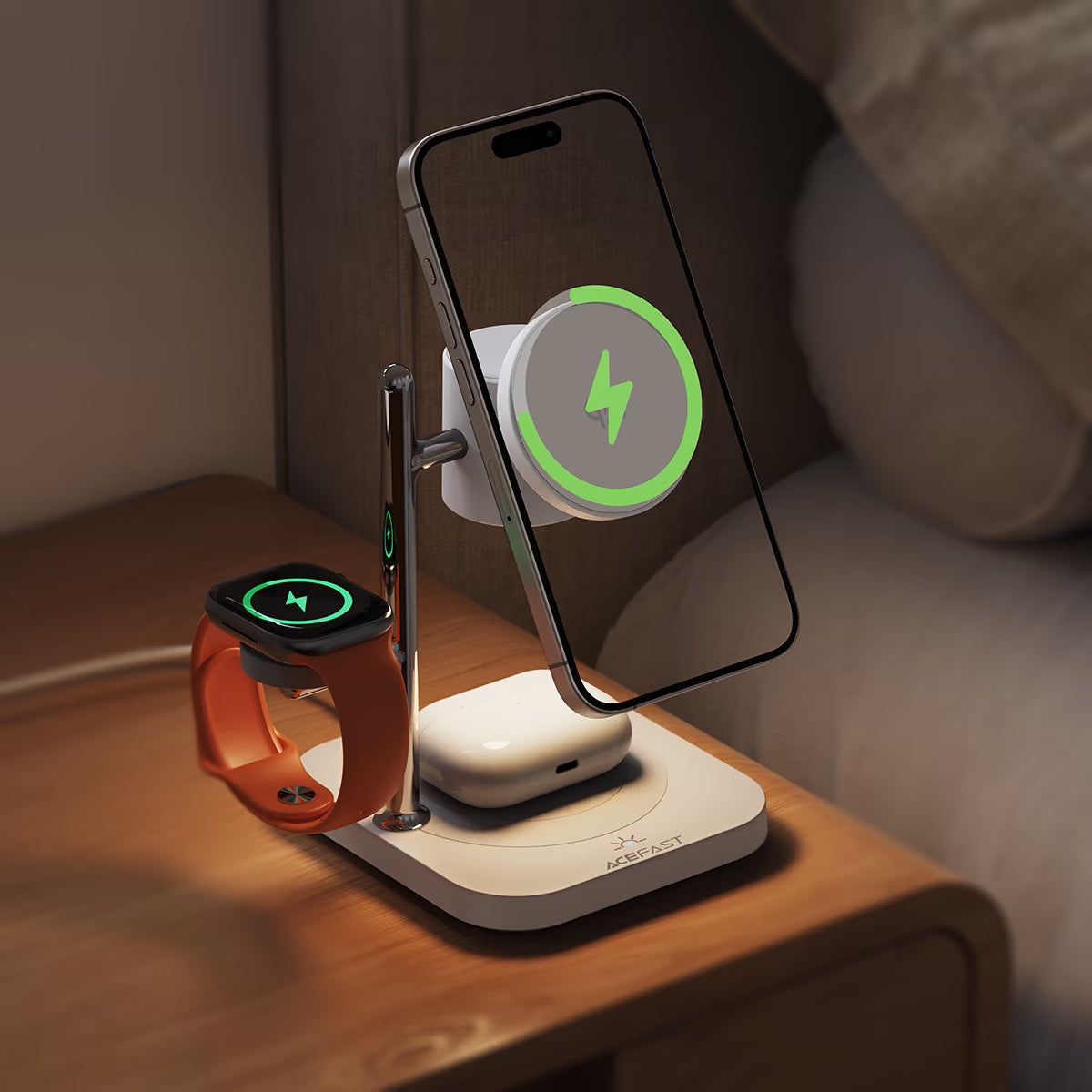 Compact 4-in-1 wireless charging station setup
