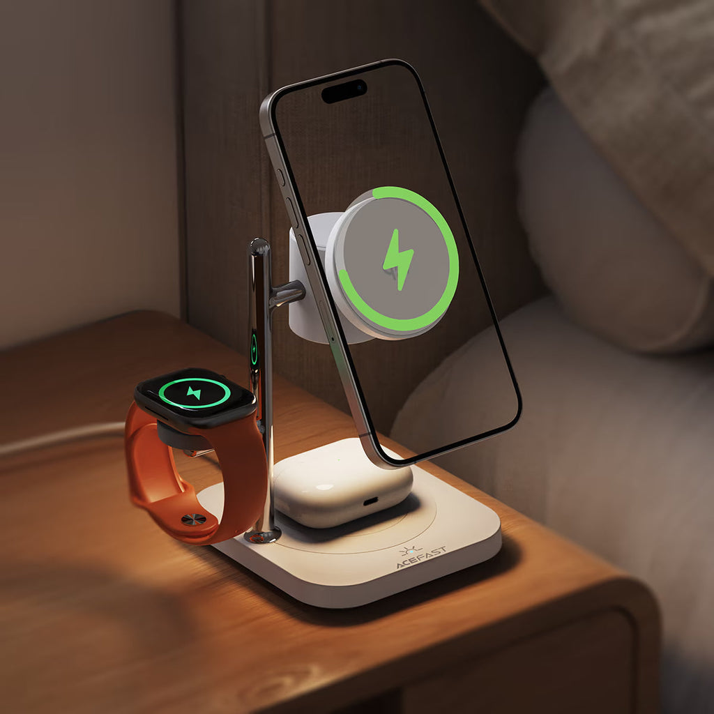 Compact 4-in-1 wireless charging station setup

