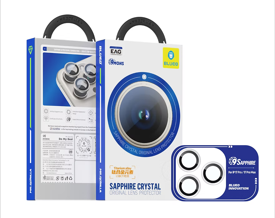 Blueo PVD steel lens protector with sapphire glass
