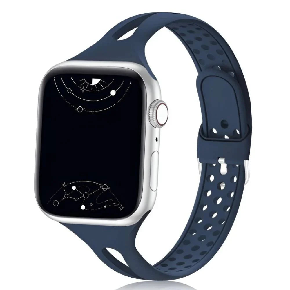 Slim sport Apple Watch band feminine design pink on watch