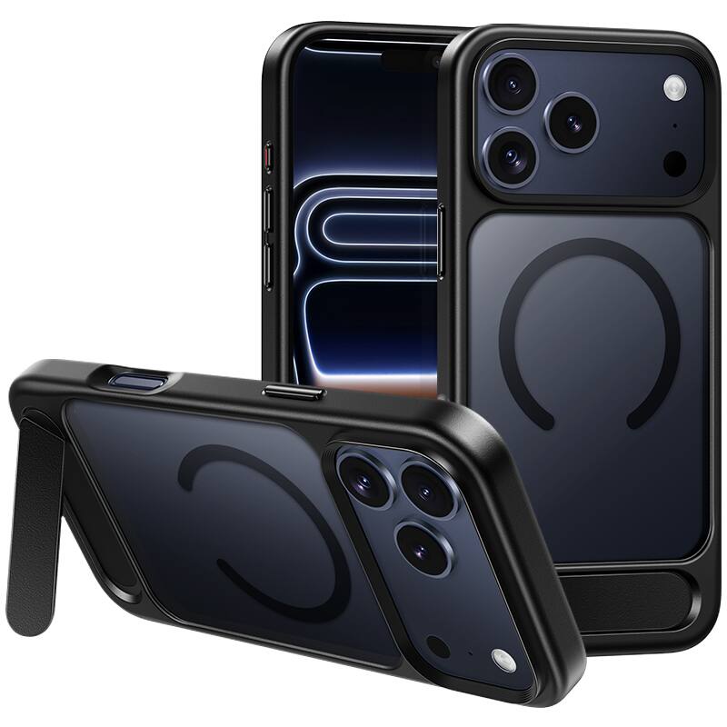 HOCO AS12 MagSafe Case with Kickstand iPhone 17 Pro – Black Front View
