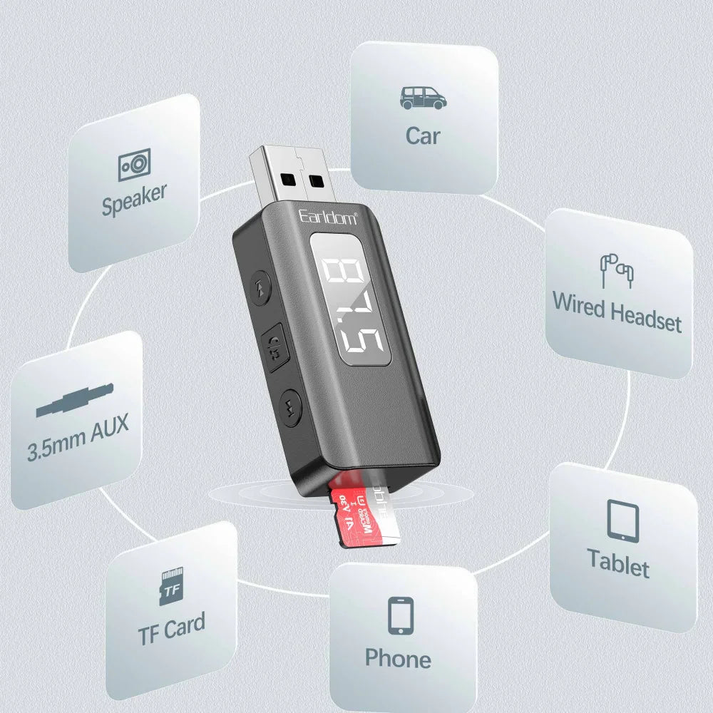 Earldom ET-BR17 Bluetooth receiver in use with speaker