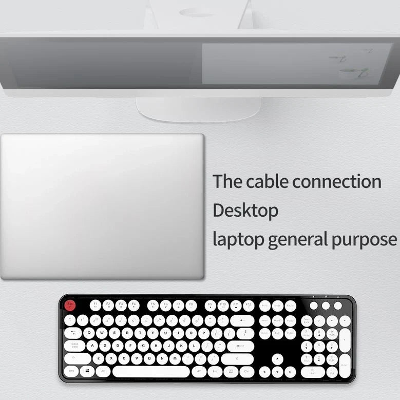 USB wired MOFII keyboard setup on desk.
