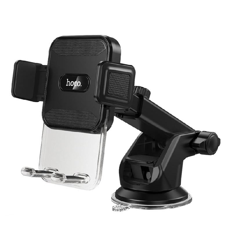 HOCO DCA69 one-key lock phone car holder mounted on dashboard.
