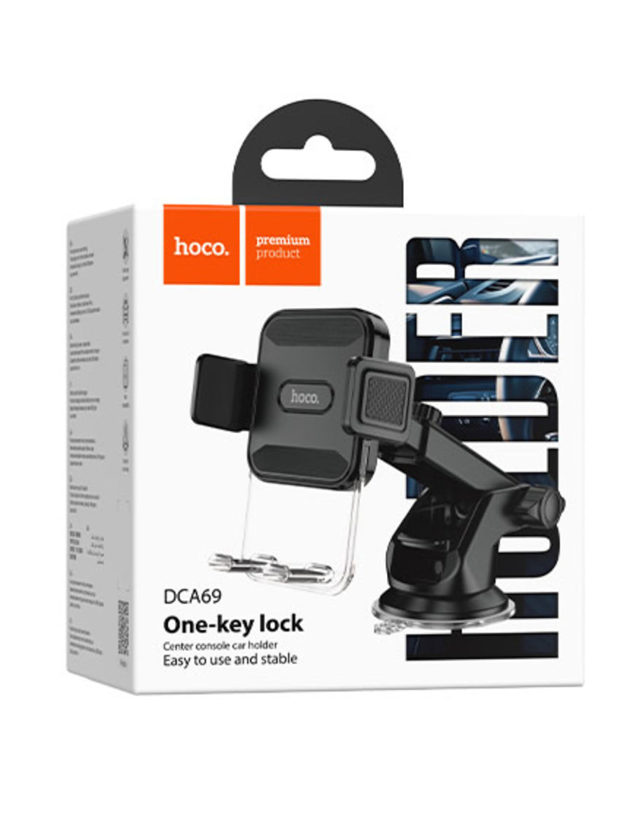 HOCO DCA69 car mount holding smartphone securely during driving.
