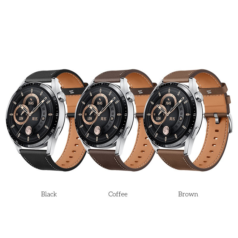 HOCO WH10 leather strap 22mm smartwatch band black
