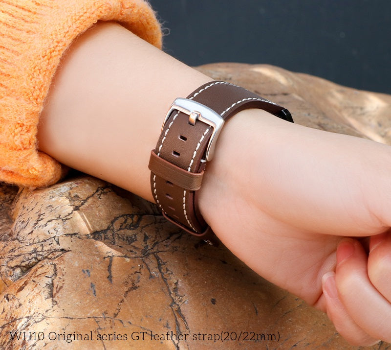 Universal 22mm leather strap for smartwatch replacement

