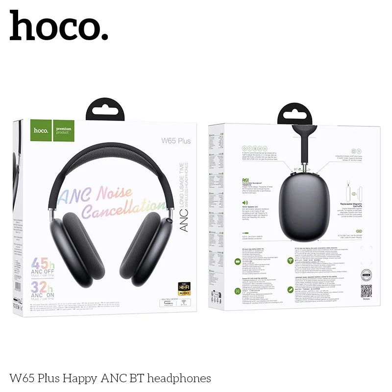 HOCO W65 Plus ANC Headphones – Pink Color