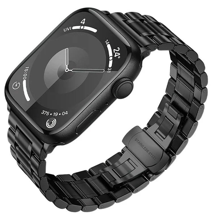 Close-up of HOCO WA32 stainless steel watch band with link design.
