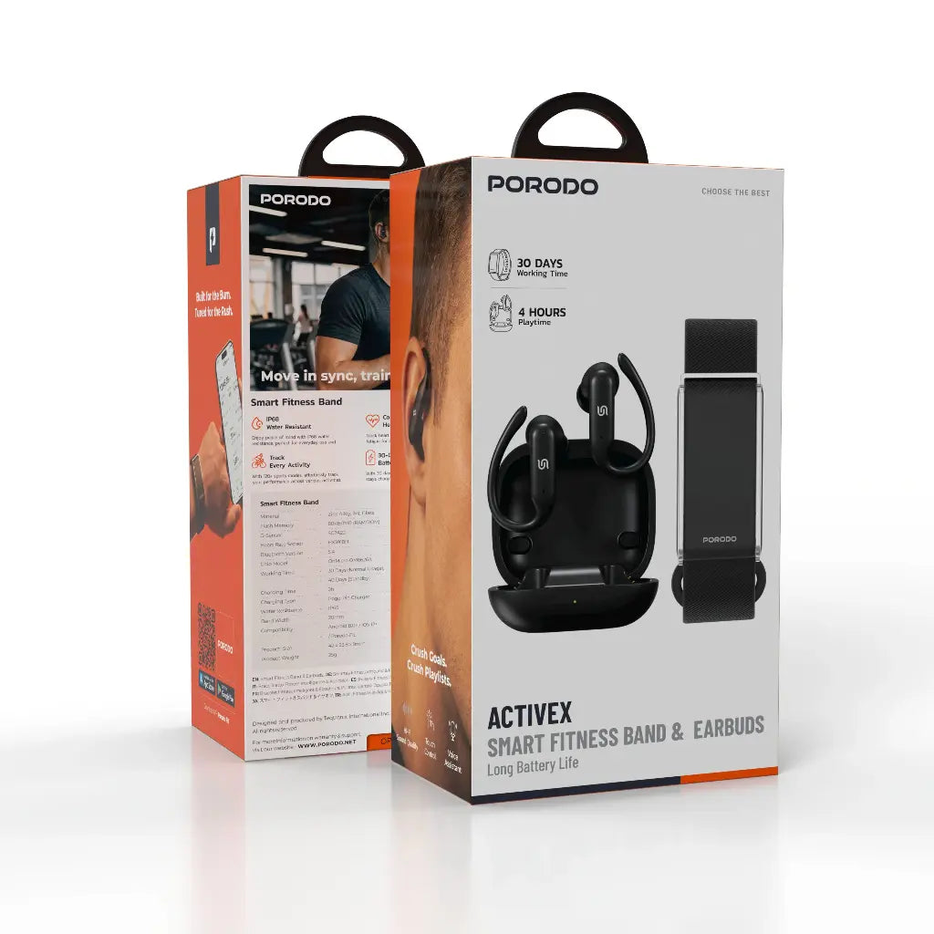 Porodo ActiveX Smart Fitness Band Black – Retail Box