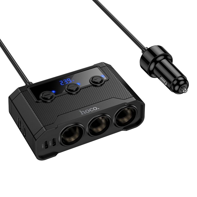 HOCO Z64 three cigarette sockets and USB ports