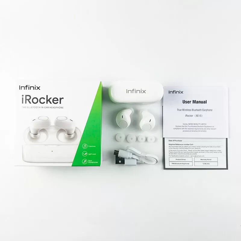 Infinix iRocker XE15 earbuds in-ear touch control lifestyle