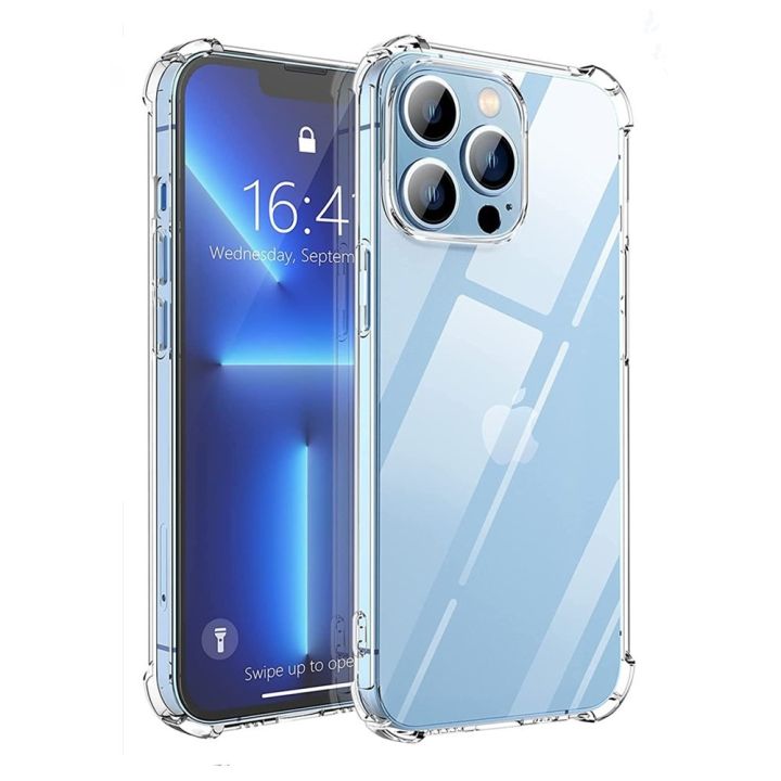 Rubber transparent shock absorber iPhone case front view clear