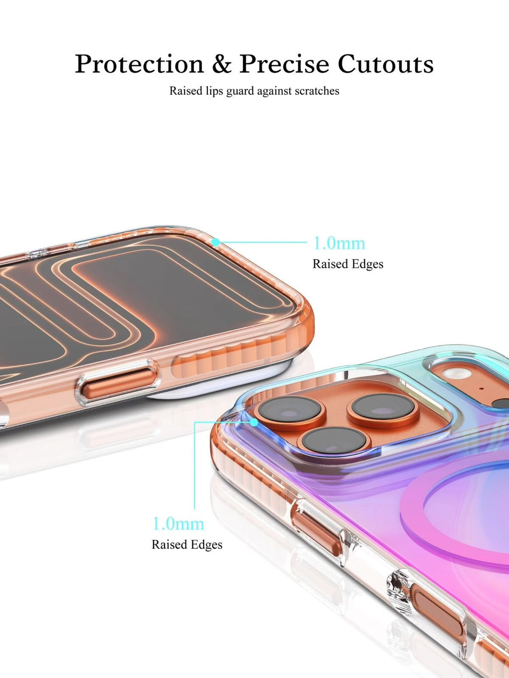 PULOKA iridescent case 1.0mm raised edges and precise camera cutouts for iPhone 17 Pro