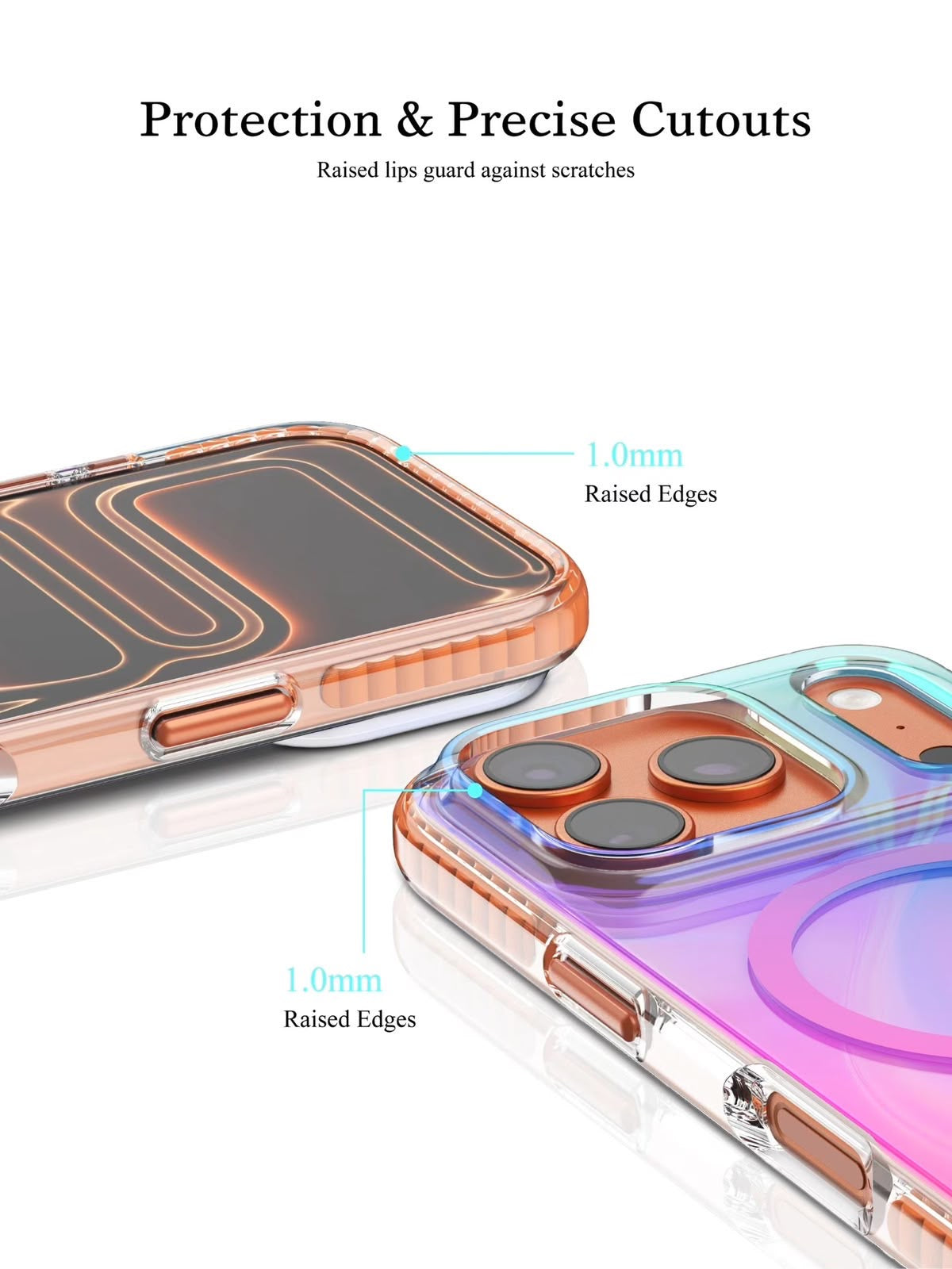 PULOKA iridescent case 1.0mm raised edges and precise camera cutouts for iPhone 17 Pro