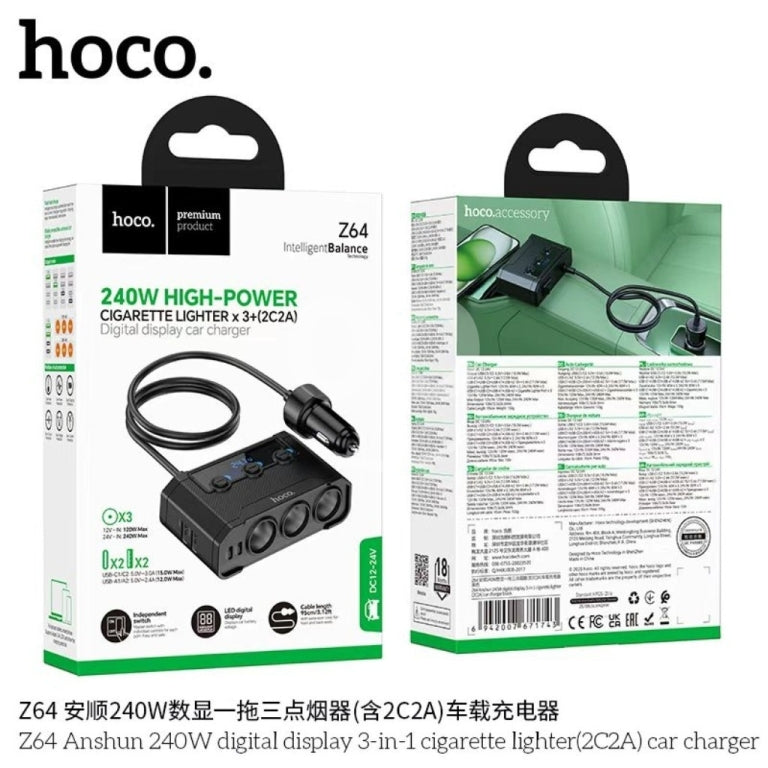 HOCO Z64 car charger hub installed in vehicle