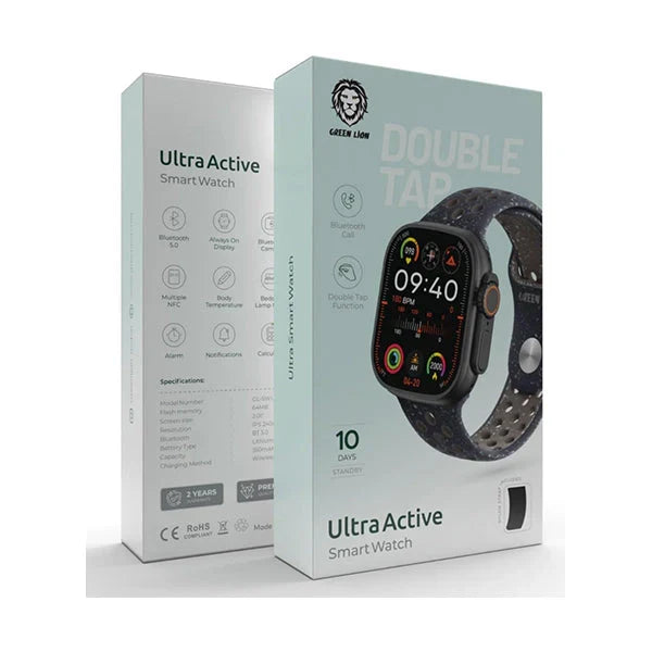 Green Lion Ultra Active 49mm smartwatch front view black