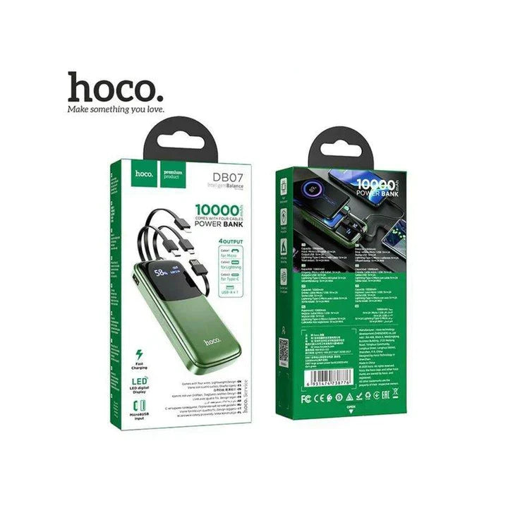 HOCO DB07 portable charger charging multiple devices at once.
