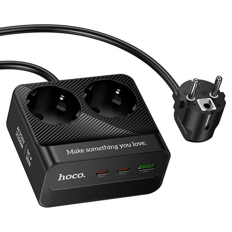 HOCO AC27 power strip ports and sockets layout