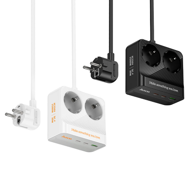 Desktop power strip with 3 USB ports and 2 sockets
