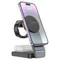 HOCO CQ3 Noble Black 3-in-1 Folding Magnetic Wireless Charger – 15W