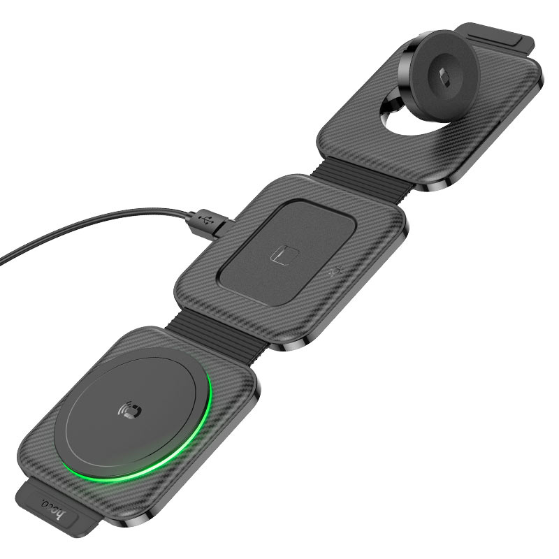 HOCO CQ4 foldable 3-in-1 wireless charger folded flat