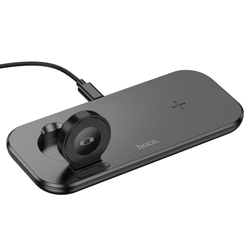 HOCO CW65 3-in-1 wireless charger ultra-thin flat front view