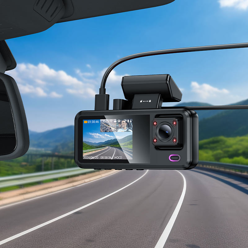 HOCO DV15 Tri-Channel Driving Recorder Dash Cam